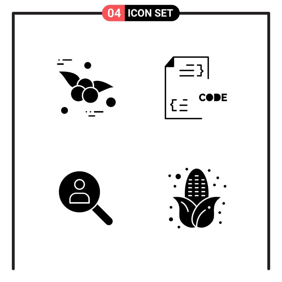 Set of 4 Solid Style Icons for web and mobile Glyph Symbols for print Solid Icon Signs Isolated on White Background 4 Icon Set Creative Black Icon vector background