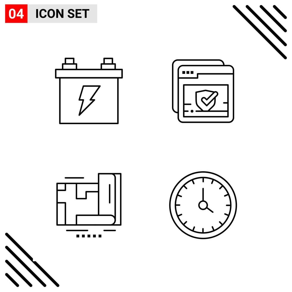 Pixle Perfect Set of 4 Line Icons Outline Icon Set for Webite Designing and Mobile Applications Interface Creative Black Icon vector background