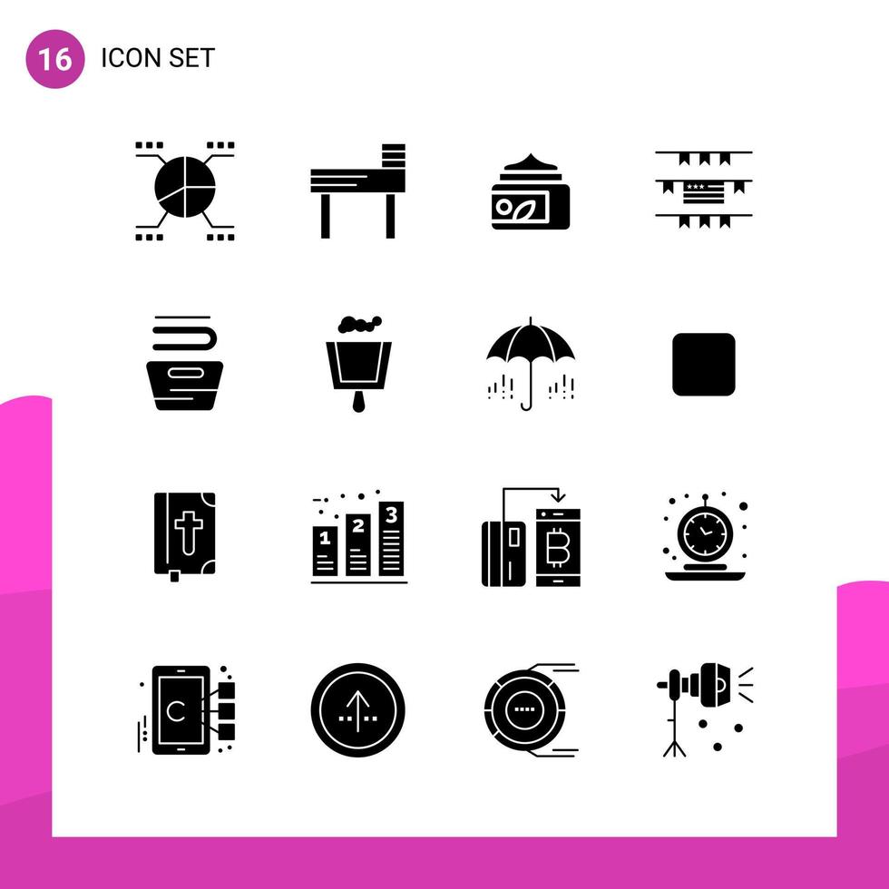 Glyph Icon set Pack of 16 Solid Icons isolated on White Background for responsive Website Design Print and Mobile Applications Creative Black Icon vector background