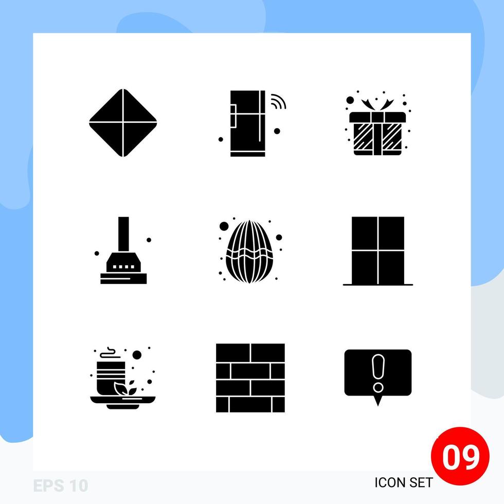 Modern Set of 9 Solid Glyphs Pictograph of holiday easter gift bathroom bath Editable Vector Design Elements