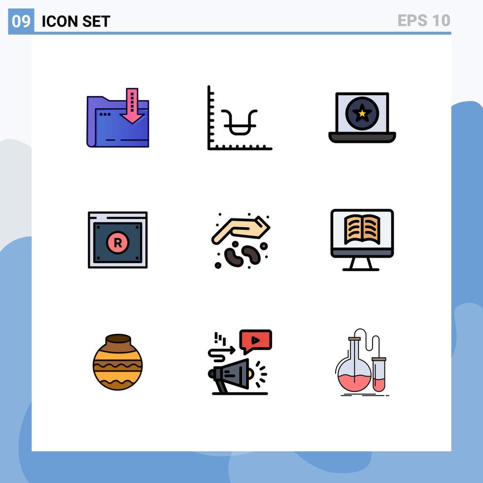 Pictogram Set of 9 Simple Filledline Flat Colors of agriculture law award digital business Editable Vector Design Elements