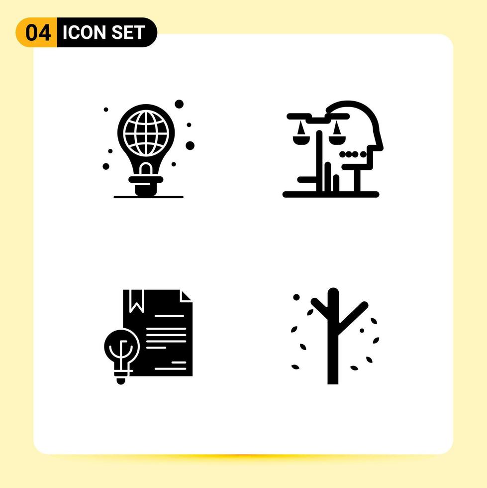 4 Creative Icons Modern Signs and Symbols of protection business light bulb human digital Editable Vector Design Elements