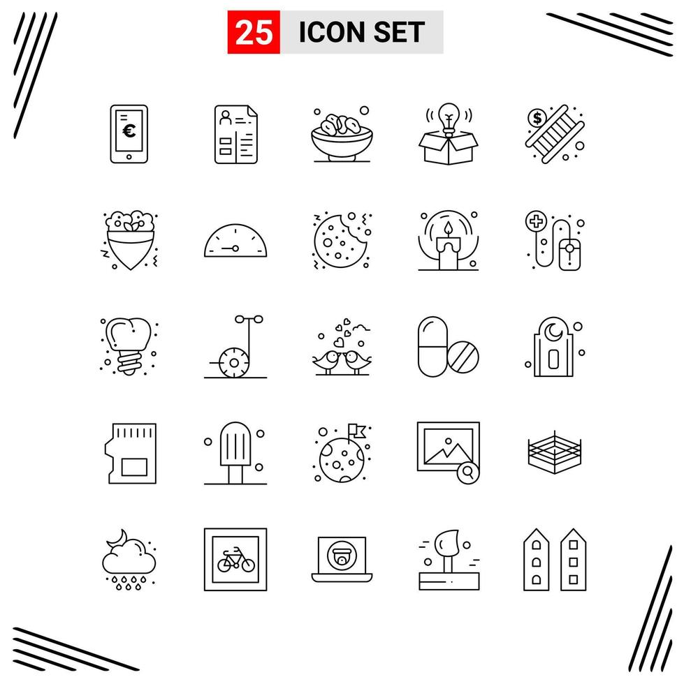25 Icons Line Style Grid Based Creative Outline Symbols for Website Design Simple Line Icon Signs Isolated on White Background 25 Icon Set Creative Black Icon vector background