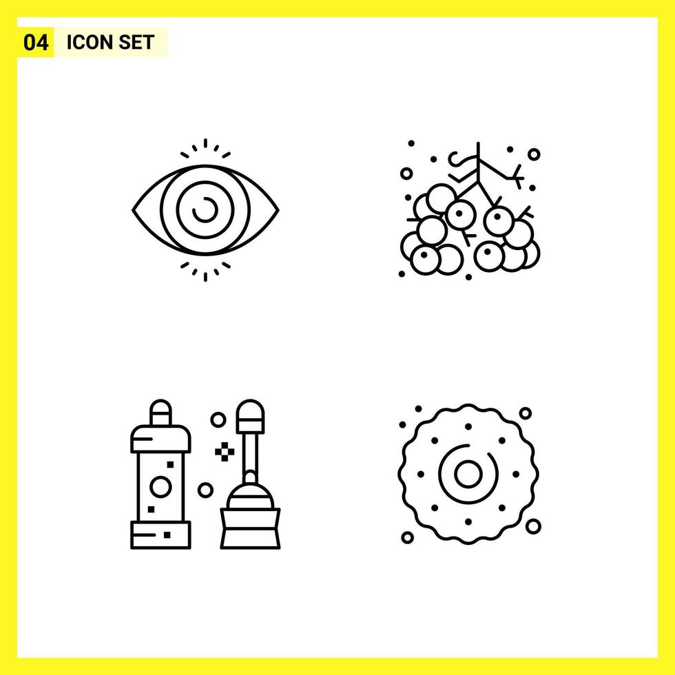 4 Icon Set Simple Line Symbols Outline Sign on White Background for Website Design Mobile Applications and Print Media Creative Black Icon vector background