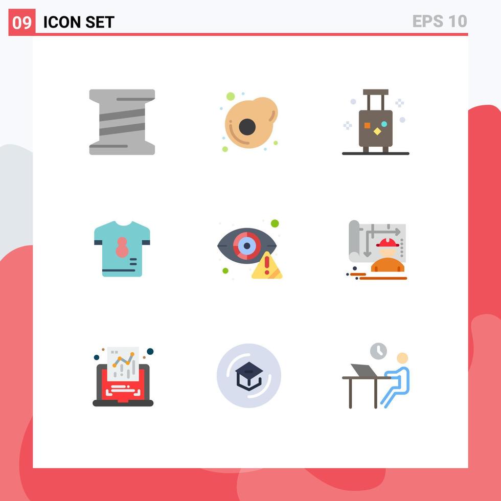 Stock Vector Icon Pack of 9 Line Signs and Symbols for cyber soccer suitcase shirt kit Editable Vector Design Elements
