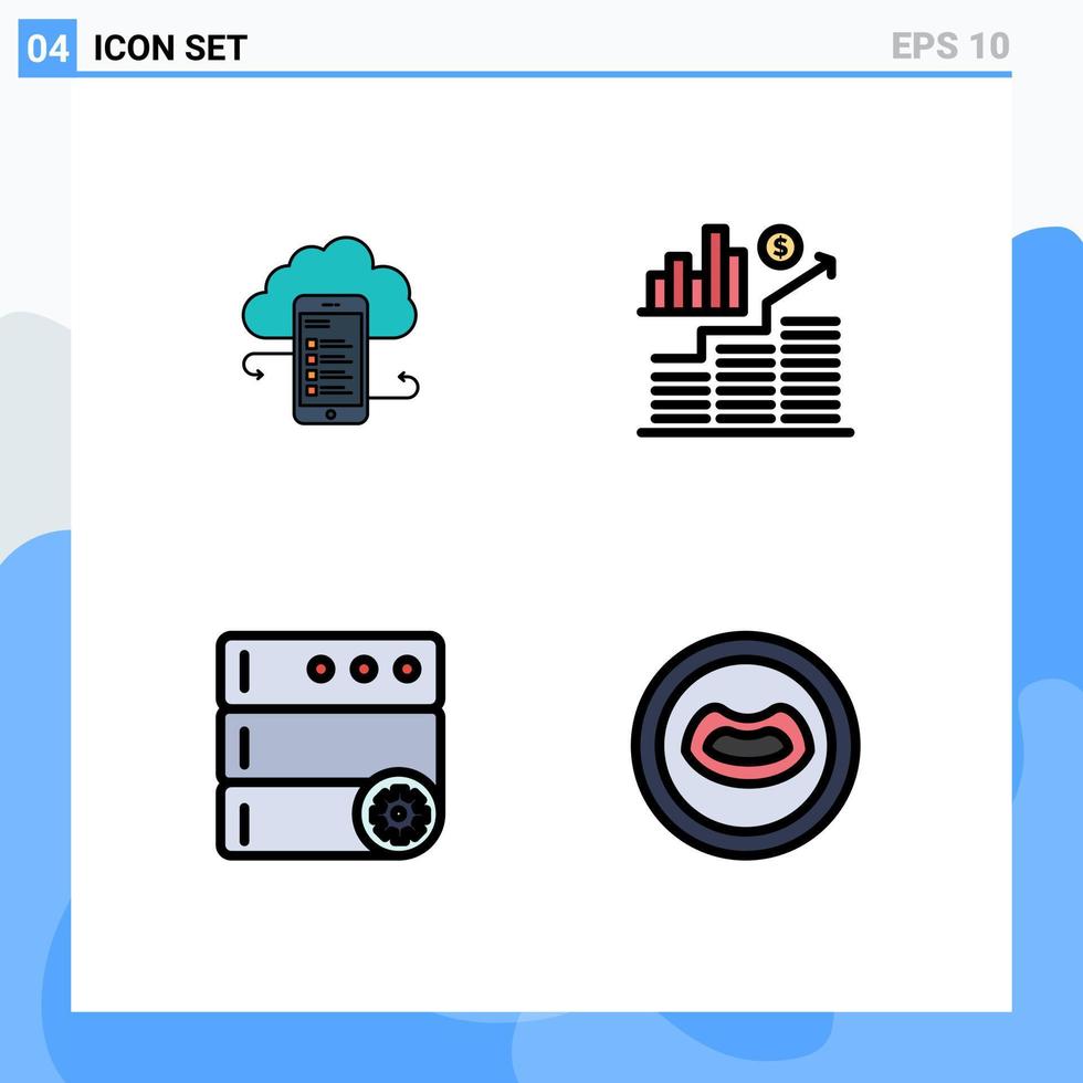 4 Creative Icons Modern Signs and Symbols of cloudstorage money clouds safety control Editable Vector Design Elements