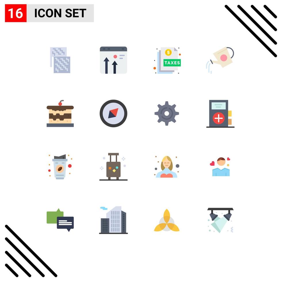 Set of 16 Modern UI Icons Symbols Signs for bottle water tank economy sheet file Editable Pack of Creative Vector Design Elements