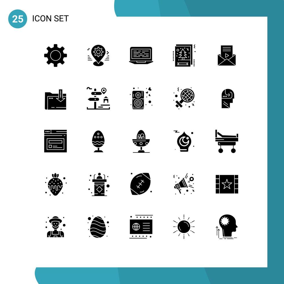Universal Icon Symbols Group of 25 Modern Solid Glyphs of xmas christmas setting card screen Editable Vector Design Elements
