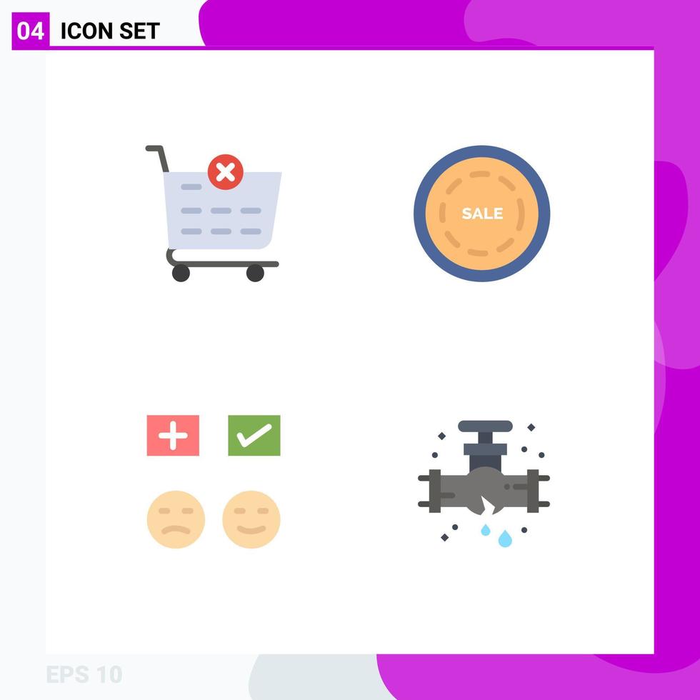 4 concepto de icono plano para sitios web móviles y aplicaciones pago compras de comercio triste agregar elementos de diseño vectorial editables vector