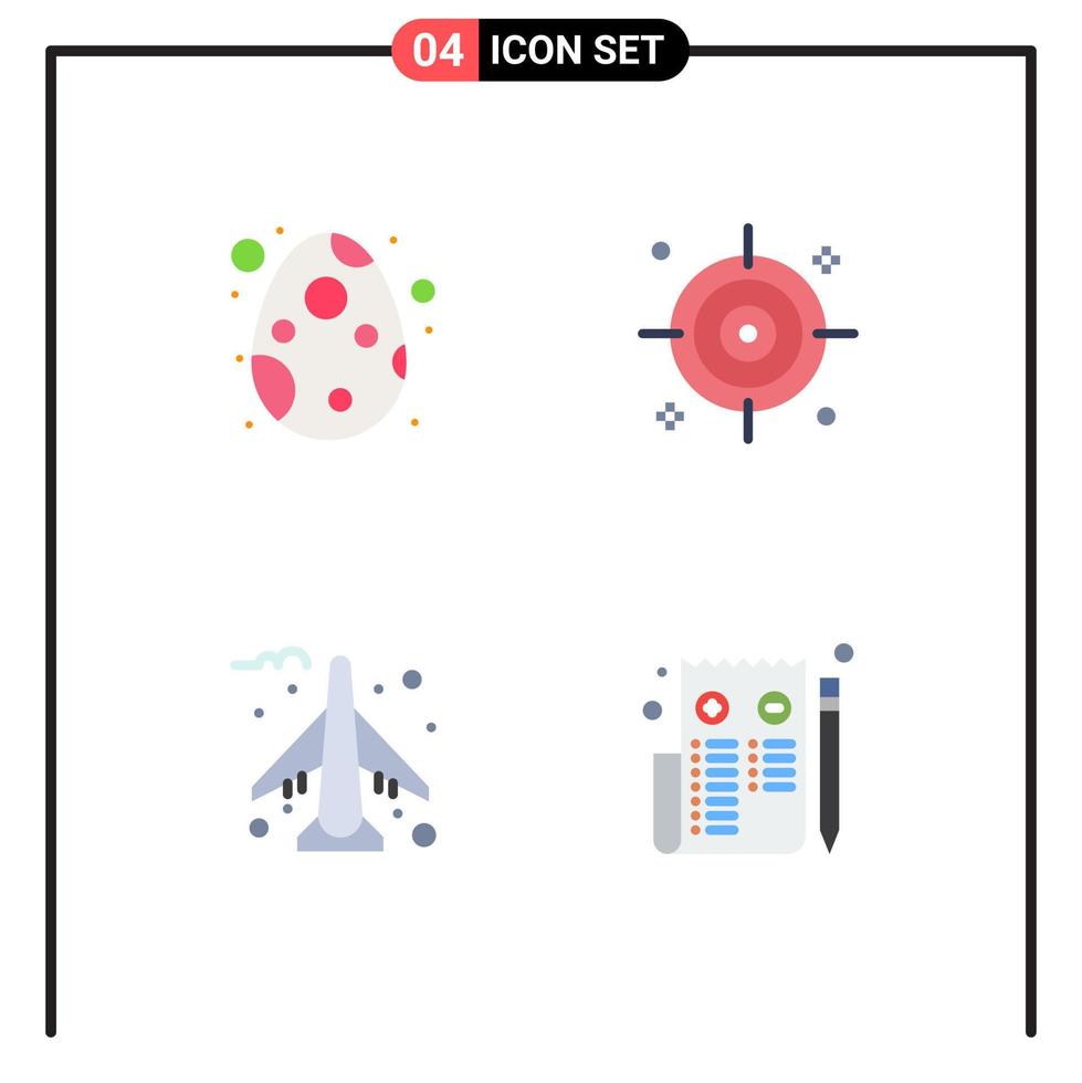 4 Creative Icons Modern Signs and Symbols of decoration plane celebration target edit Editable Vector Design Elements