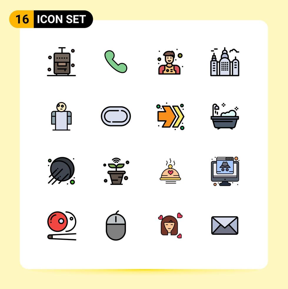 16 Universal Flat Color Filled Line Signs Symbols of person hands assistant arms house Editable Creative Vector Design Elements