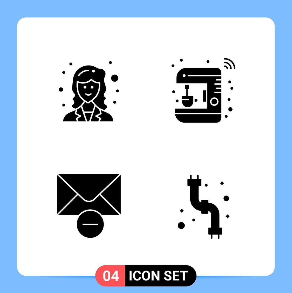 4 Solid Black Icon Pack Glyph Symbols for Mobile Apps isolated on white background 4 Icons Set Creative Black Icon vector background