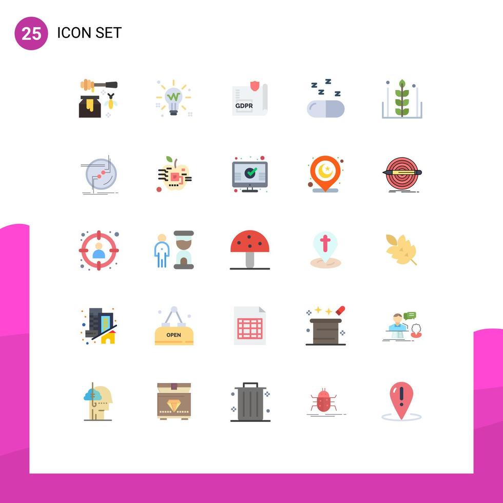 Modern Set of 25 Flat Colors Pictograph of autumn medical glow drug page Editable Vector Design Elements