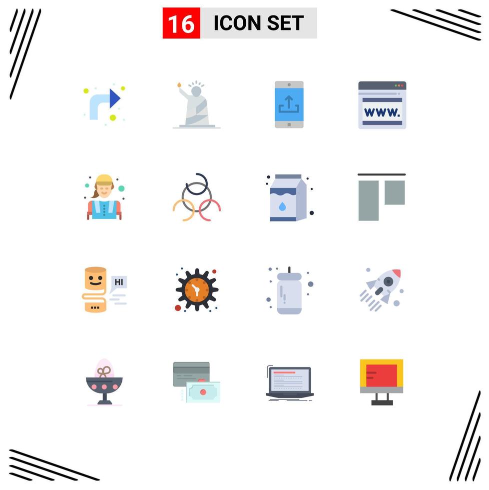 16 Universal Flat Colors Set for Web and Mobile Applications construction worker web usa seo smartphone Editable Pack of Creative Vector Design Elements