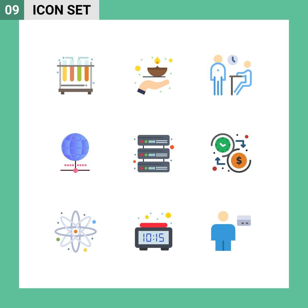 Stock Vector Icon Pack of 9 Line Signs and Symbols for database browser interview internet questionnaire Editable Vector Design Elements