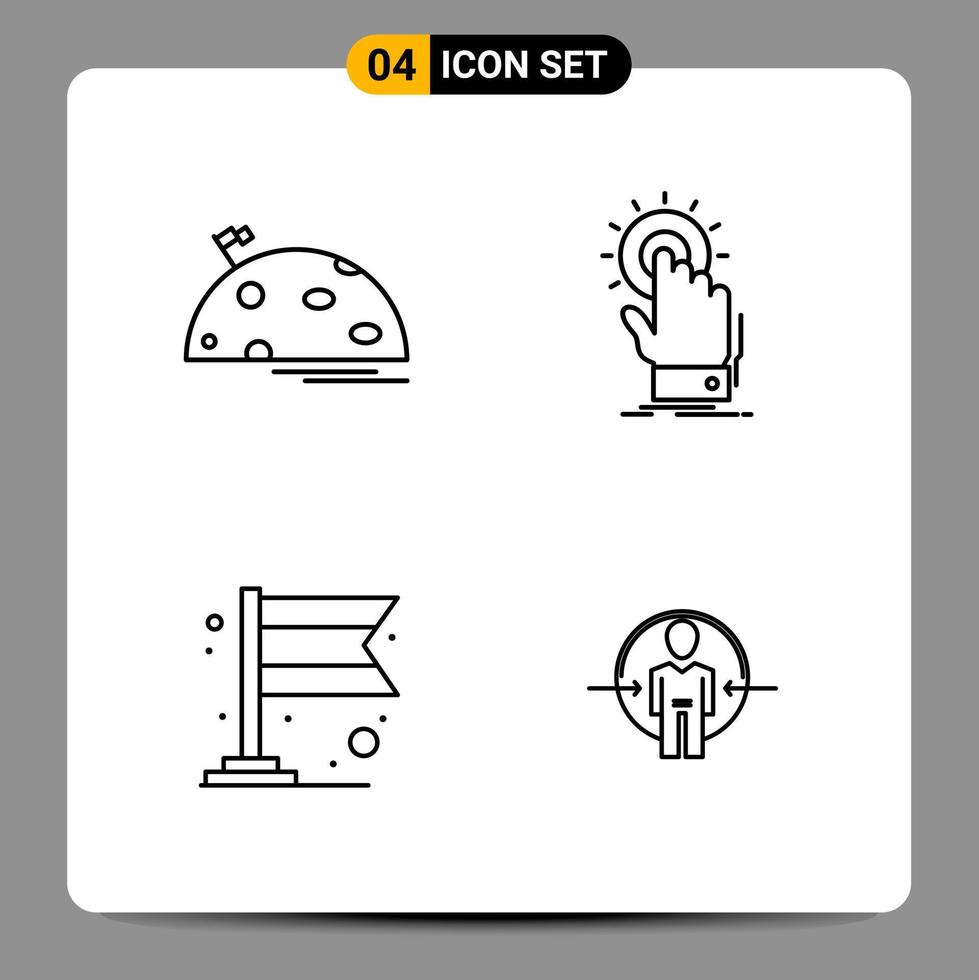 4 Black Icon Pack Outline Symbols Signs for Responsive designs on white background 4 Icons Set Creative Black Icon vector background