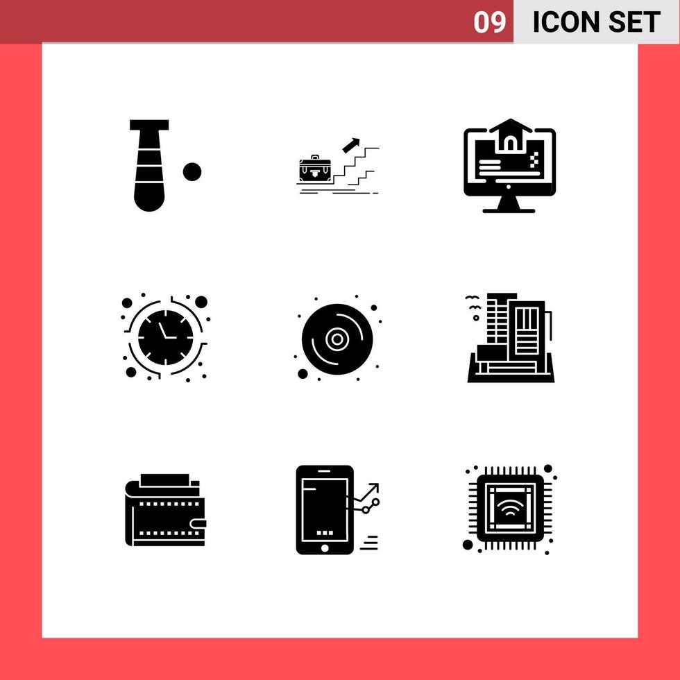 Modern Set of 9 Solid Glyphs and symbols such as money banking leadership home real Editable Vector Design Elements