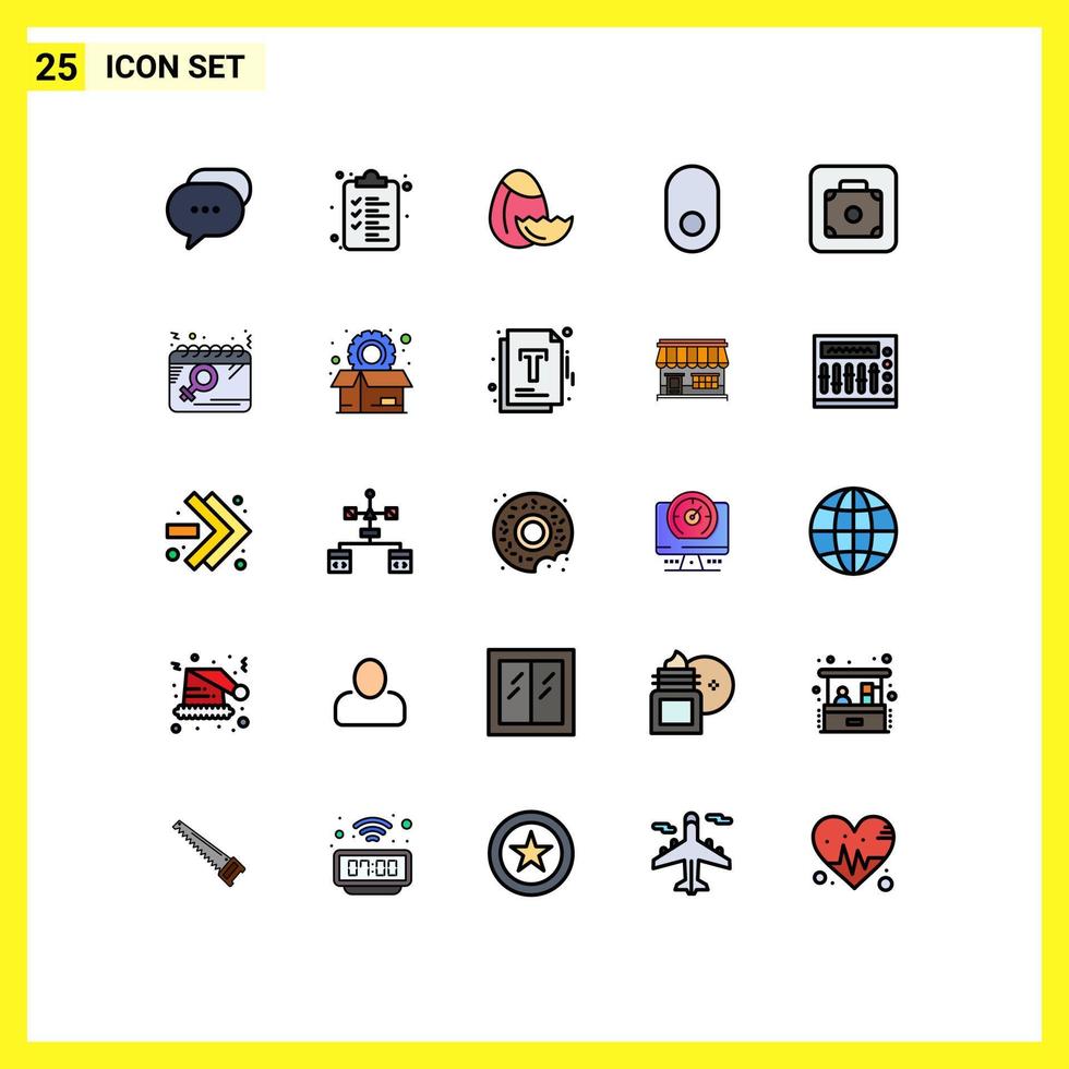 Universal Icon Symbols Group of 25 Modern Filled line Flat Colors of calendar luggage nature lift wireless Editable Vector Design Elements