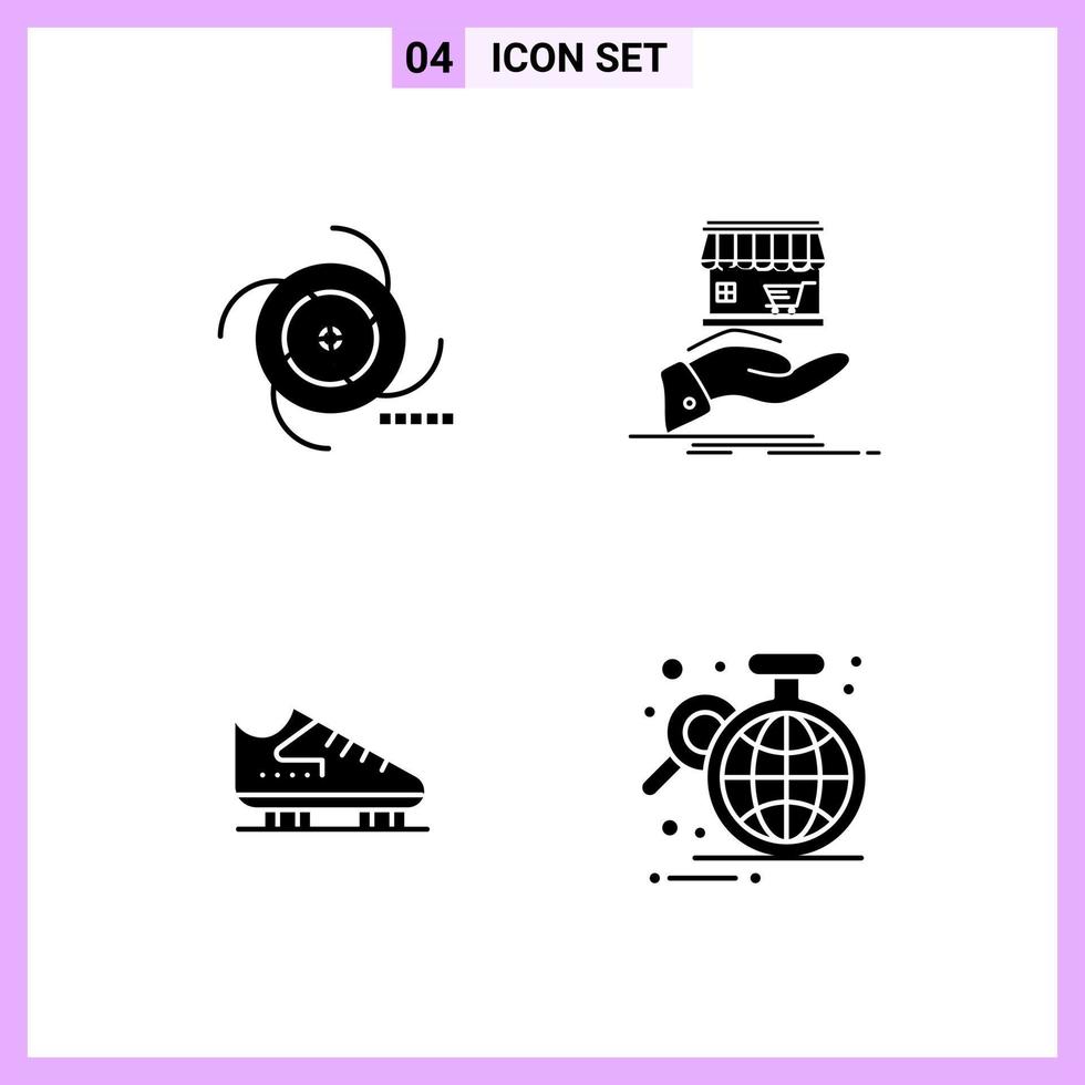 4 Icons in Solid Style Glyph Symbols on White Background Creative Vector Signs for Web mobile and Print Creative Black Icon vector background