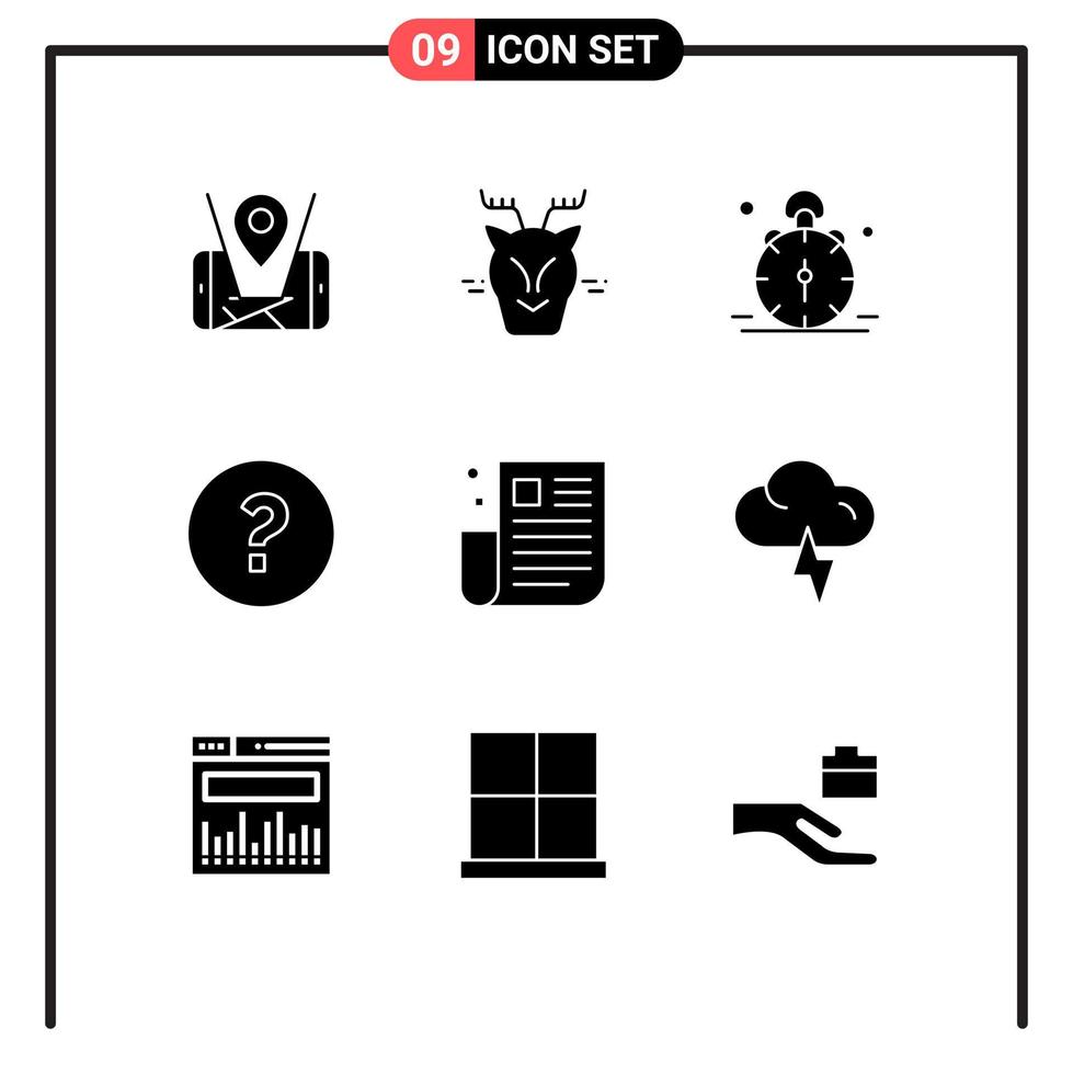 9 Solid Glyph concept for Websites Mobile and Apps news question alarm help alert Editable Vector Design Elements