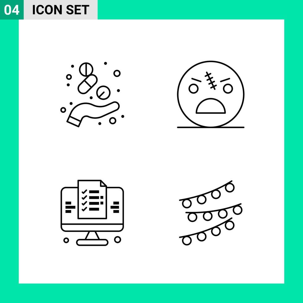 Pack of 4 Line Style Icon Set Outline Symbols for print Creative Signs Isolated on White Background 4 Icon Set Creative Black Icon vector background