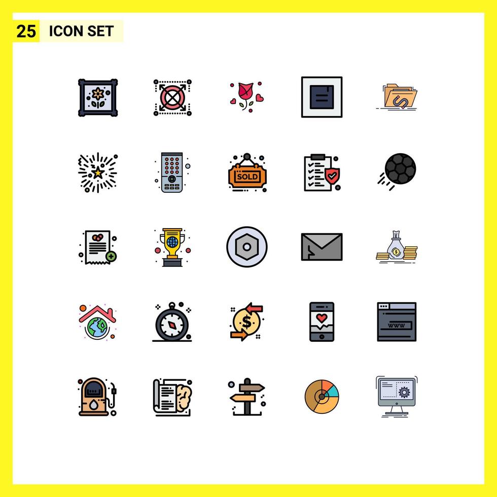 Set of 25 Modern UI Icons Symbols Signs for file backdoor flower window layout Editable Vector Design Elements