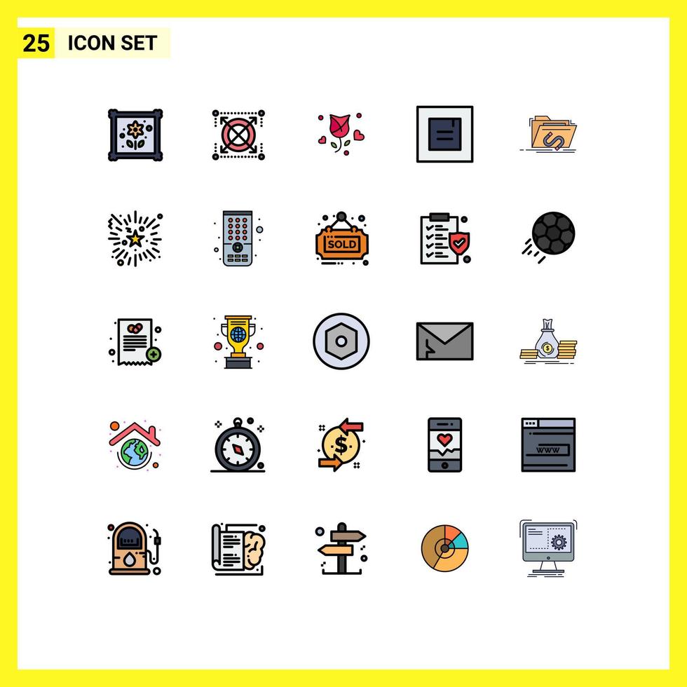 conjunto de 25 iconos modernos de la interfaz de usuario signos de símbolos para el diseño de la ventana de la flor de la puerta trasera del archivo elementos de diseño vectorial editables vector