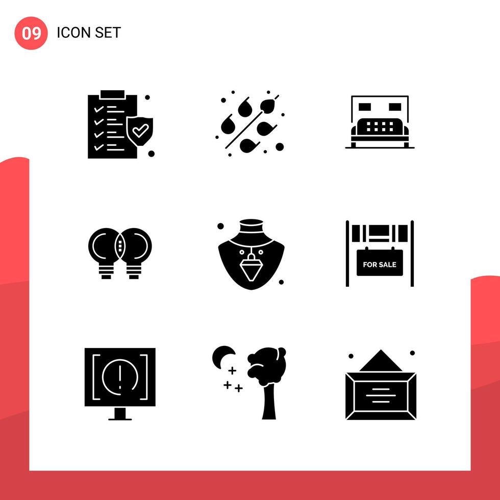 Pack of 9 Universal Glyph Icons for Print Media on White Background Creative Black Icon vector background