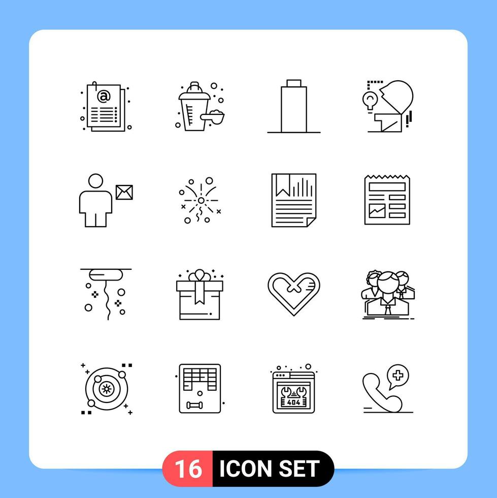 User Interface Pack of 16 Basic Outlines of human body empty avatar head Editable Vector Design Elements