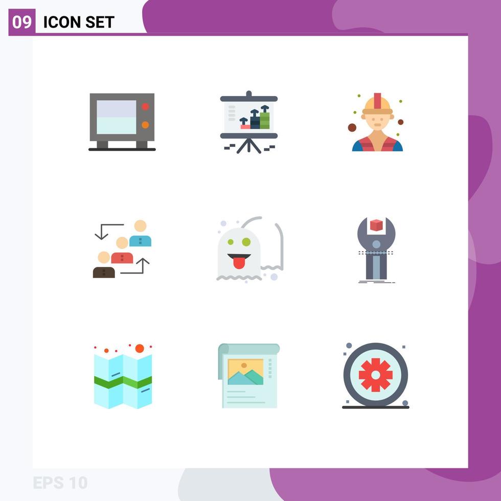Universal Icon Symbols Group of 9 Modern Flat Colors of work promotion builder ladder advancement Editable Vector Design Elements