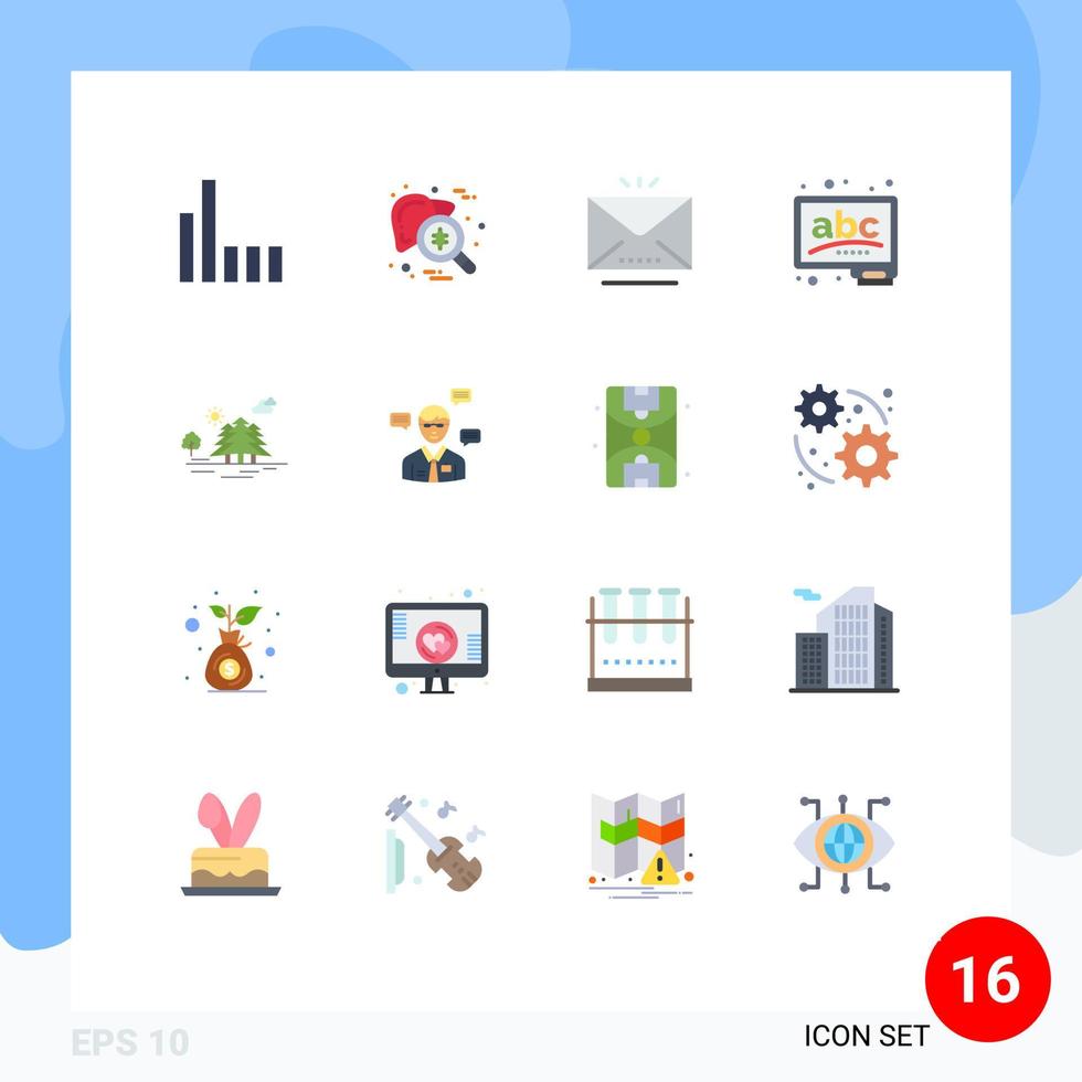 Set of 16 Modern UI Icons Symbols Signs for hill learn email chalk abc Editable Pack of Creative Vector Design Elements