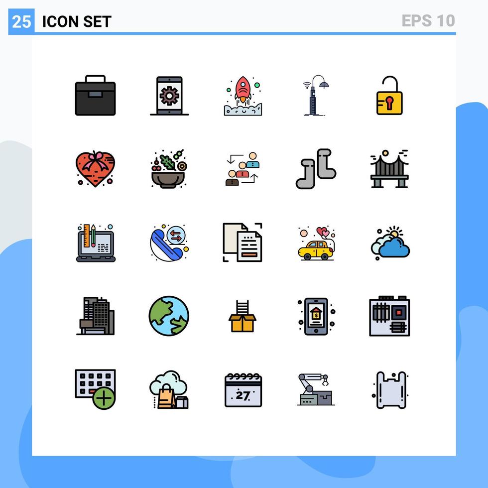 25 Creative Icons Modern Signs and Symbols of technology wifi search street up Editable Vector Design Elements