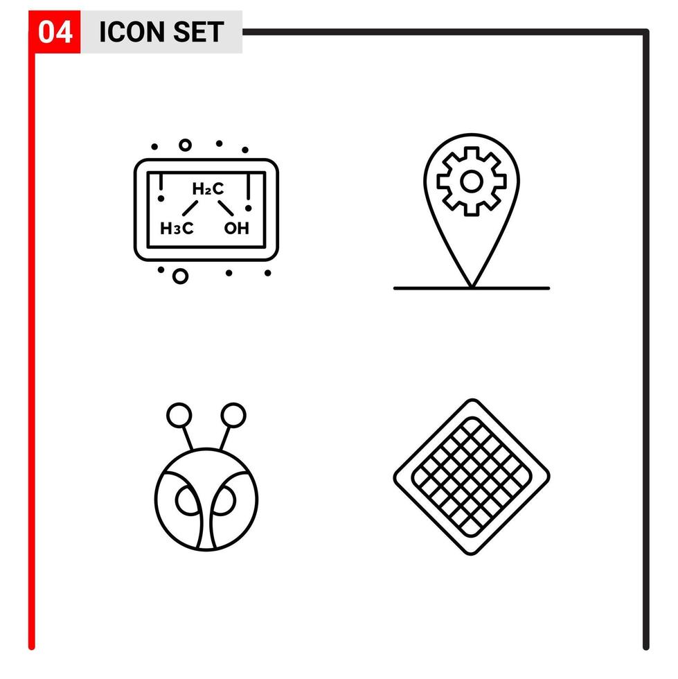 4 General Icons for website design print and mobile apps 4 Outline Symbols Signs Isolated on White Background 4 Icon Pack Creative Black Icon vector background