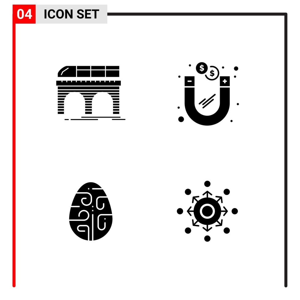 4 General Icons for website design print and mobile apps 4 Glyph Symbols Signs Isolated on White Background 4 Icon Pack Creative Black Icon vector background