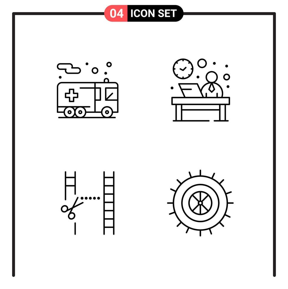 Set of 4 Line Style Icons for web and mobile Outline Symbols for print Line Icon Signs Isolated on White Background 4 Icon Set Creative Black Icon vector background