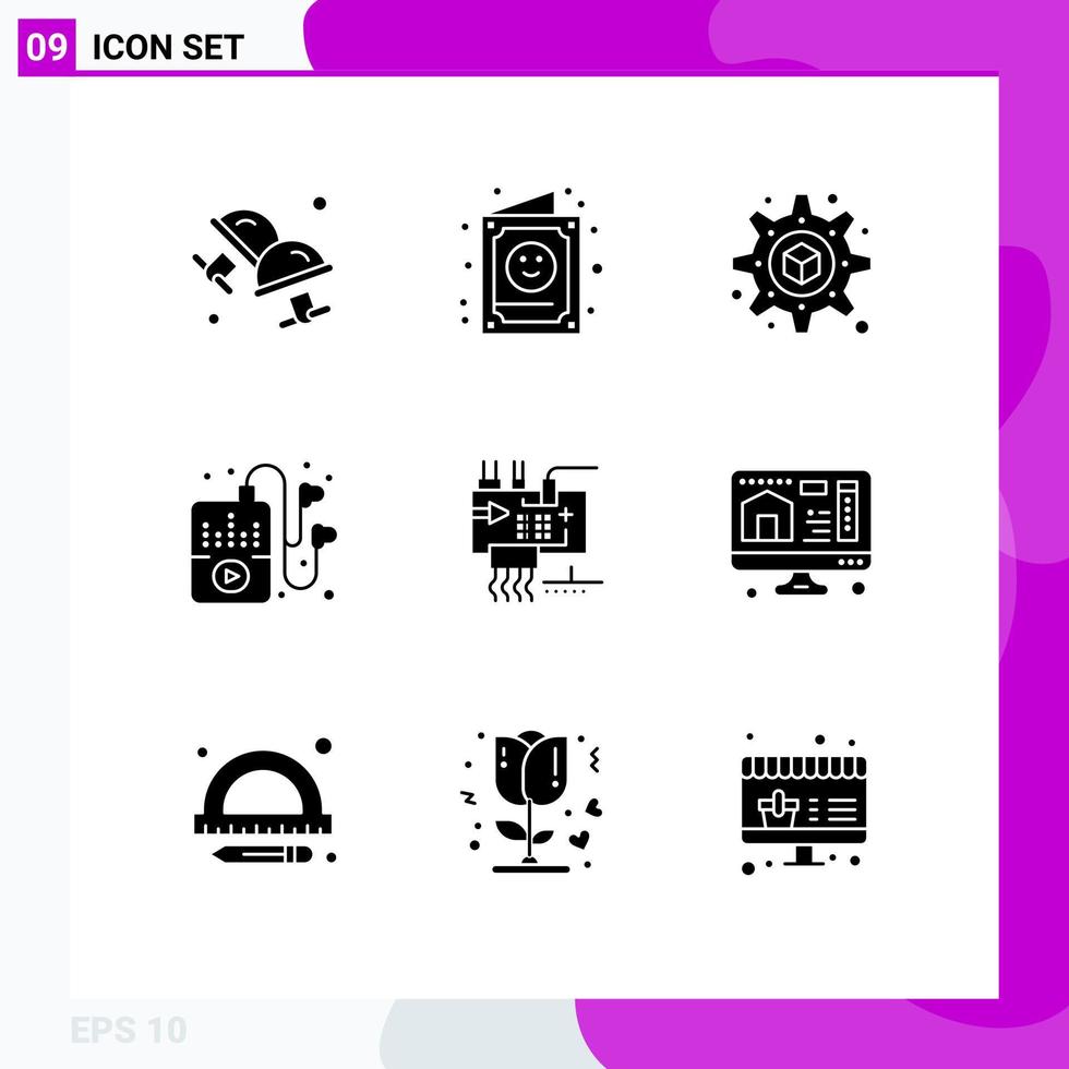 conjunto de 9 iconos de interfaz de usuario modernos símbolos signos para ingeniería personalizar niño ensamblar elementos de diseño vectorial editables de hobby vector