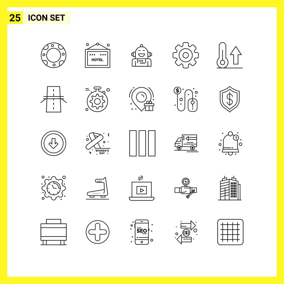 25 Icon Set Simple Line Symbols Outline Sign on White Background for Website Design Mobile Applications and Print Media Creative Black Icon vector background