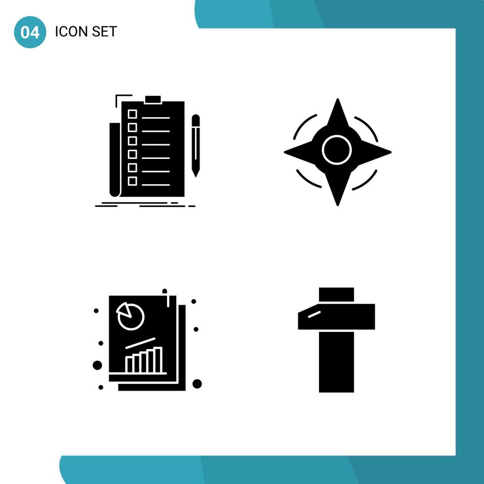 paquete de vectores de 4 símbolos de glifo conjunto de iconos de estilo sólido en fondo blanco para web y móvil fondo de vector de icono negro creativo