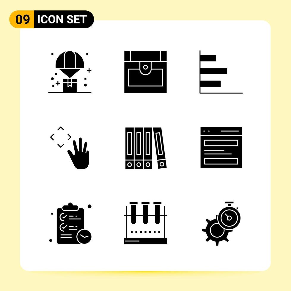 9 Creative Icons for Modern website design and responsive mobile apps 9 Glyph Symbols Signs on White Background 9 Icon Pack Creative Black Icon vector background
