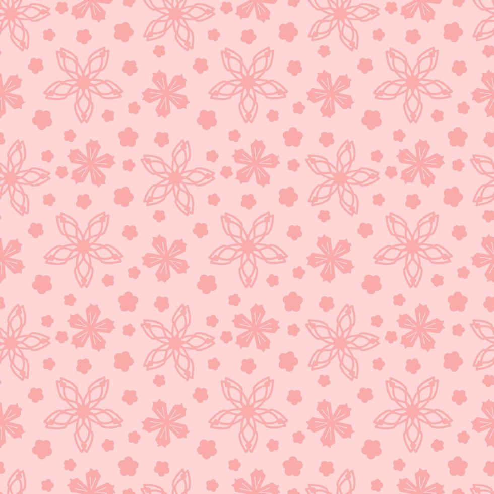 Pink Flower with Geometric Style Seamless Pattern, Ideal for Fabric Garment, Ceramics, Wallpaper. Vector Illustration.