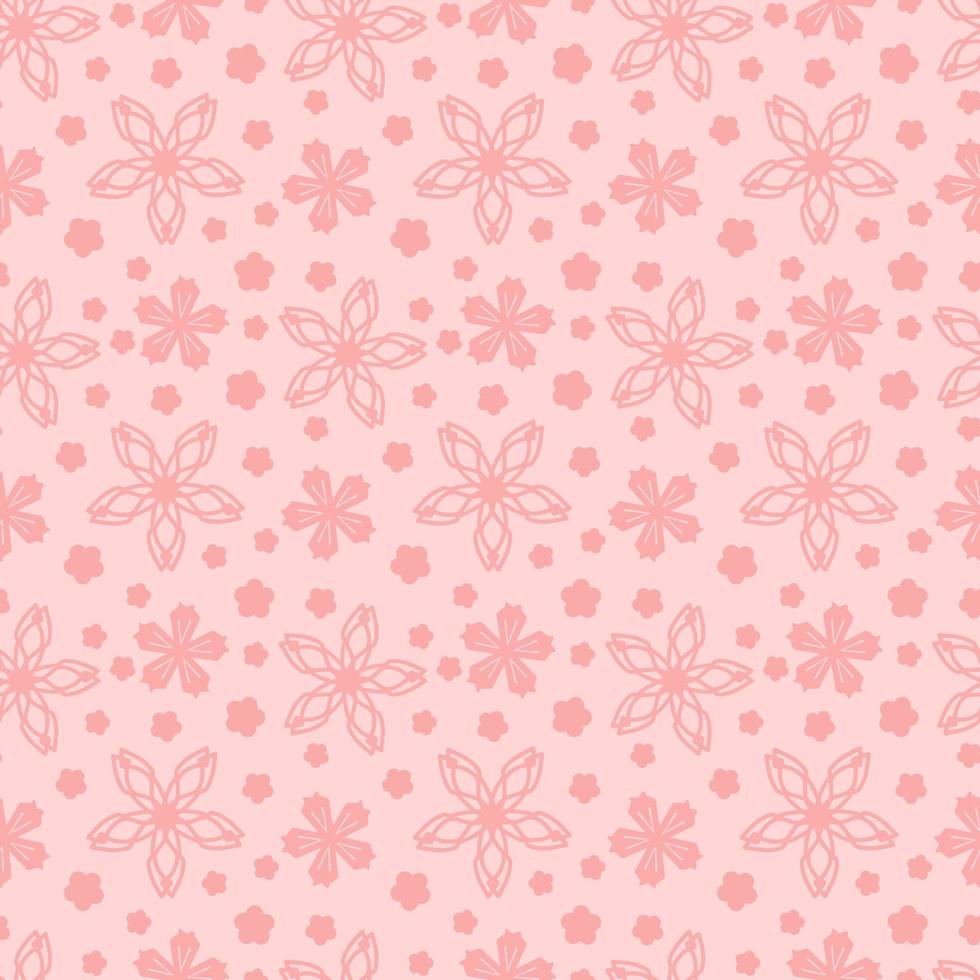 Pink Flower with Geometric Style Seamless Pattern, Ideal for Fabric Garment, Ceramics, Wallpaper. Vector Illustration.