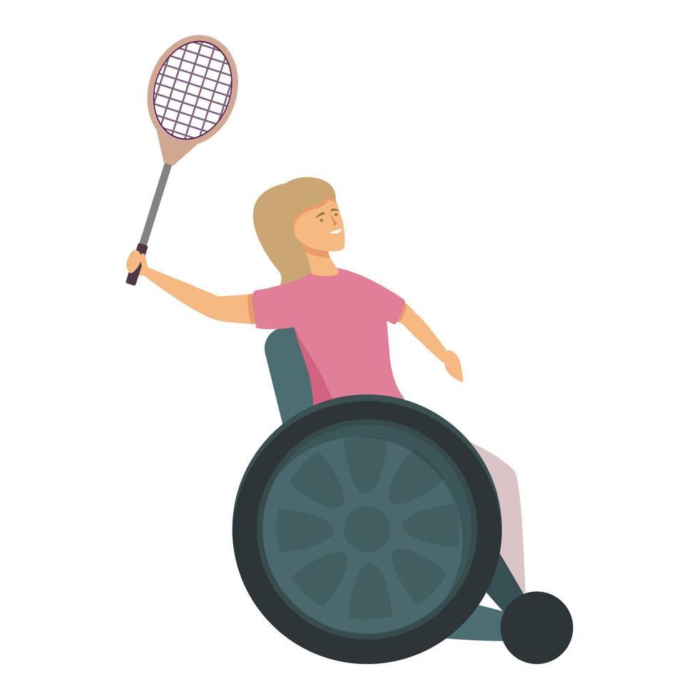 vector de dibujos animados de icono de tenis en silla de ruedas. discapacidad física