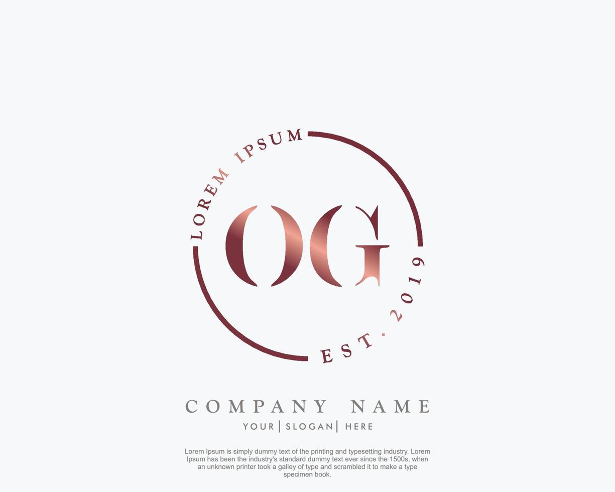 Initial letter OG Feminine logo beauty monogram and elegant logo design, handwriting logo of initial signature, wedding, fashion, floral and botanical with creative template vector