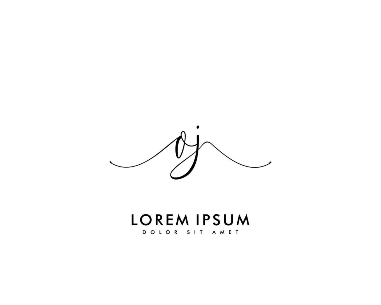 Initial letter OJ Feminine logo beauty monogram and elegant logo design, handwriting logo of initial signature, wedding, fashion, floral and botanical with creative template vector