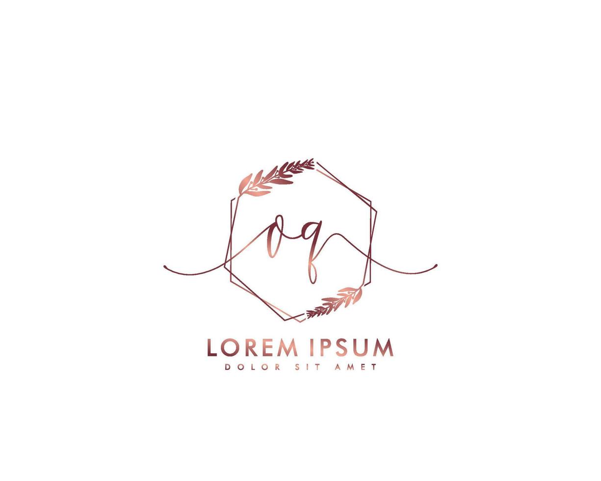 letra inicial oq logotipo femenino monograma de belleza y elegante diseño de logotipo, logotipo de escritura a mano de firma inicial, boda, moda, floral y botánica con plantilla creativa vector