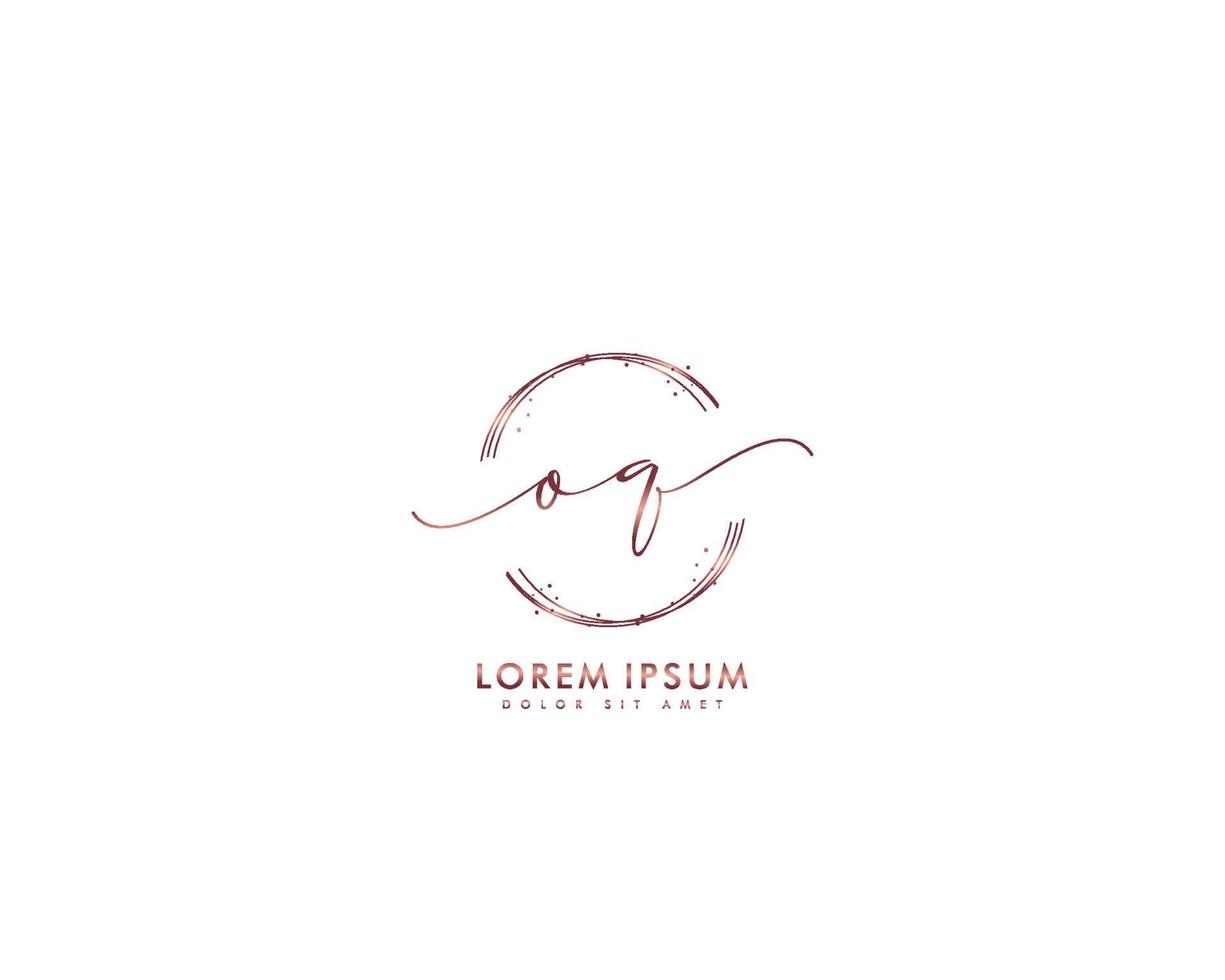 Initial letter OQ Feminine logo beauty monogram and elegant logo design, handwriting logo of initial signature, wedding, fashion, floral and botanical with creative template vector