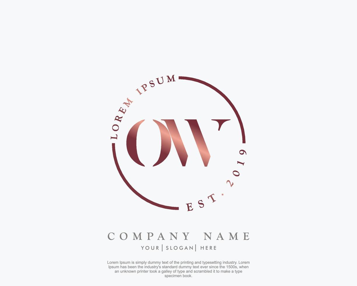 Initial letter OW Feminine logo beauty monogram and elegant logo design, handwriting logo of initial signature, wedding, fashion, floral and botanical with creative template vector