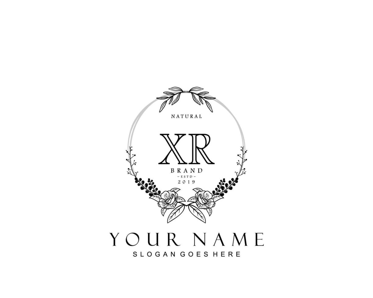 Initial XR beauty monogram and elegant logo design, handwriting logo of initial signature, wedding, fashion, floral and botanical with creative template. vector