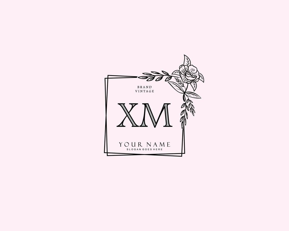 Initial XM beauty monogram and elegant logo design, handwriting logo of initial signature, wedding, fashion, floral and botanical with creative template. vector