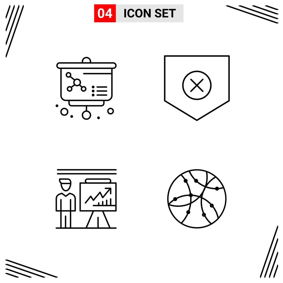 4 Icons Line Style Grid Based Creative Outline Symbols for Website Design Simple Line Icon Signs Isolated on White Background 4 Icon Set Creative Black Icon vector background